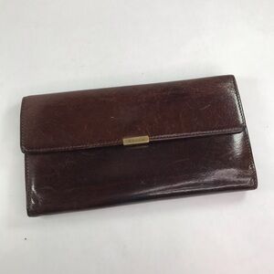 Vintage COACH Long Brown Leather Wallet Brown Clutch Bifold Checkbook